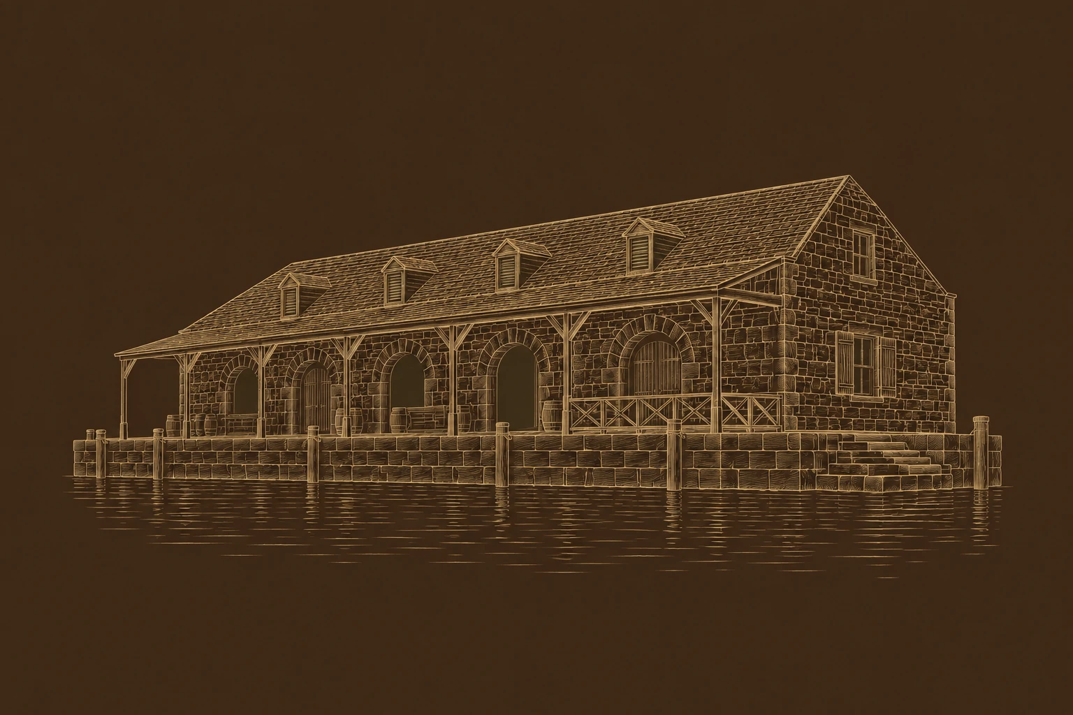 Illustration inspired by Nelson’s Dockyard architecture, English Harbour, Antigua